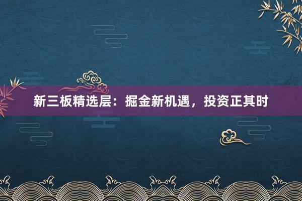 新三板精选层：掘金新机遇，投资正其时