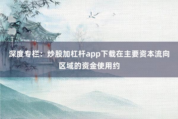 深度专栏：炒股加杠杆app下载在主要资本流向区域的资金使用约