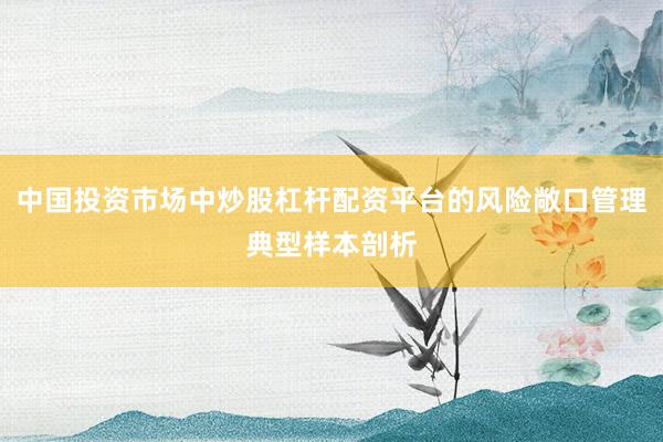 中国投资市场中炒股杠杆配资平台的风险敞口管理典型样本剖析