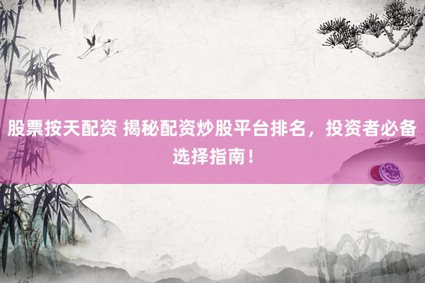 股票按天配资 揭秘配资炒股平台排名，投资者必备选择指南！
